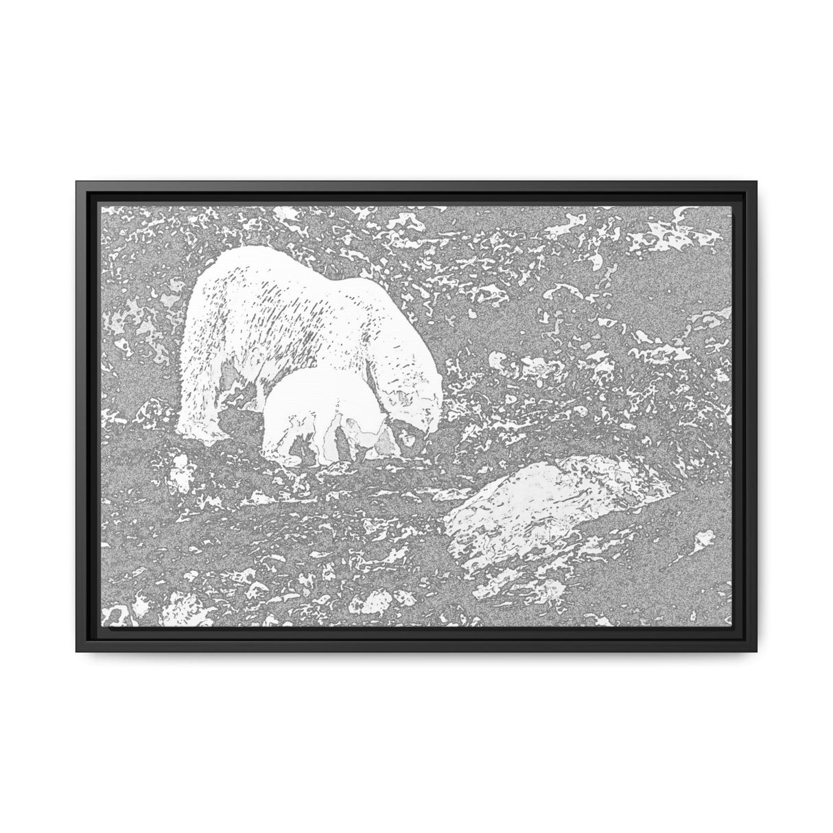 Polar Bear and Cub on the Shore, Torngat Mountains